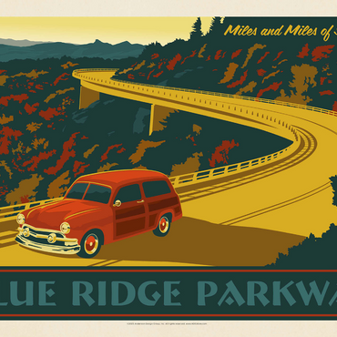 Blue Ridge Parkway, Vintage Poster 1000 Jigsaw Puzzle 3D Modell