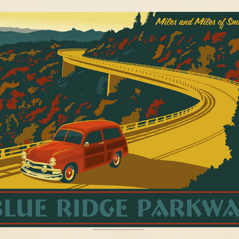 Blue Ridge Parkway, Vintage Poster 100 Jigsaw Puzzle 3D Modell
