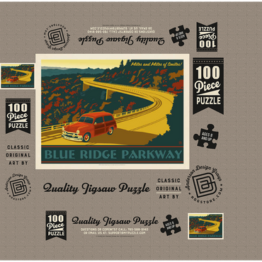 Blue Ridge Parkway, Vintage Poster 100 Jigsaw Puzzle box 3D Modell