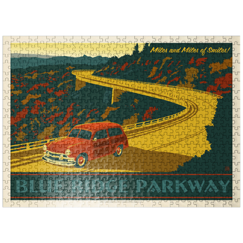 puzzleplate Blue Ridge Parkway, Vintage Poster 500 Jigsaw Puzzle