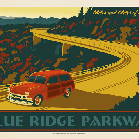 Blue Ridge Parkway, Vintage Poster 500 Jigsaw Puzzle 3D Modell