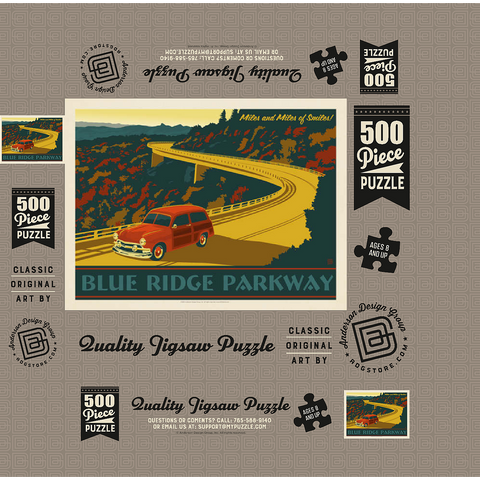 Blue Ridge Parkway, Vintage Poster 500 Jigsaw Puzzle box 3D Modell