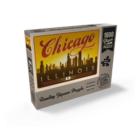 Chicago: Horizontal Skyline, Vintage Poster 1000 Jigsaw Puzzle box view2