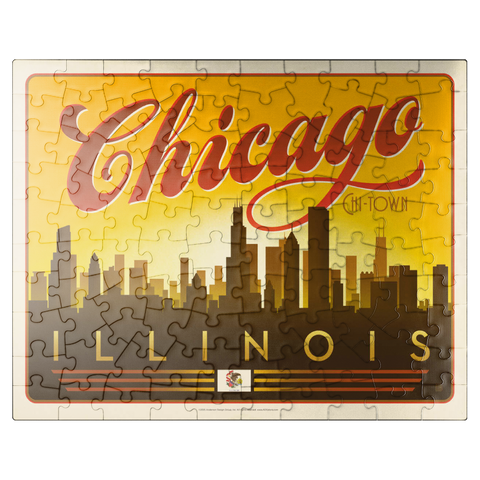 puzzleplate Chicago: Horizontal Skyline, Vintage Poster 100 Jigsaw Puzzle