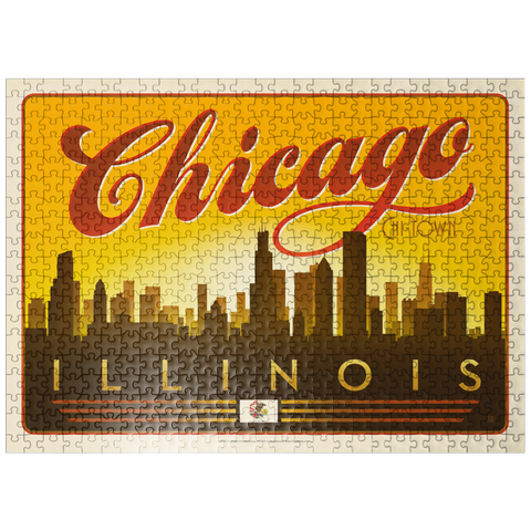 puzzleplate Chicago: Horizontal Skyline, Vintage Poster 500 Jigsaw Puzzle