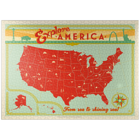 puzzleplate Map of the USA Print 1000 Jigsaw Puzzle