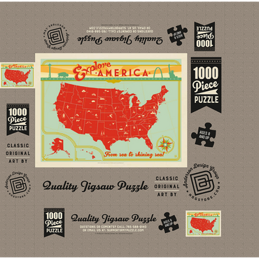 Map of the USA Print 1000 Jigsaw Puzzle box 3D Modell