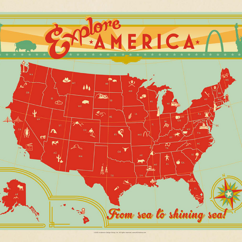 Map of the USA Print 100 Jigsaw Puzzle 3D Modell