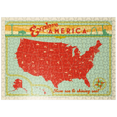 puzzleplate Map of the USA Print 500 Jigsaw Puzzle