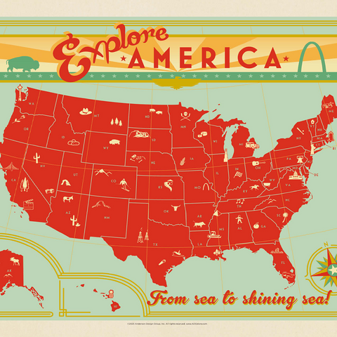 Map of the USA Print 500 Jigsaw Puzzle 3D Modell