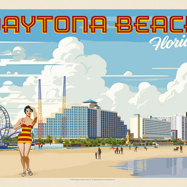 Daytona Beach, Florida, Vintage Poster 1000 Jigsaw Puzzle 3D Modell