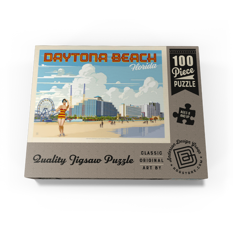 Daytona Beach, Florida, Vintage Poster 100 Jigsaw Puzzle box view3