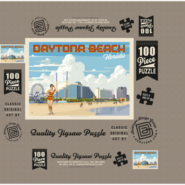 Daytona Beach, Florida, Vintage Poster 100 Jigsaw Puzzle box 3D Modell