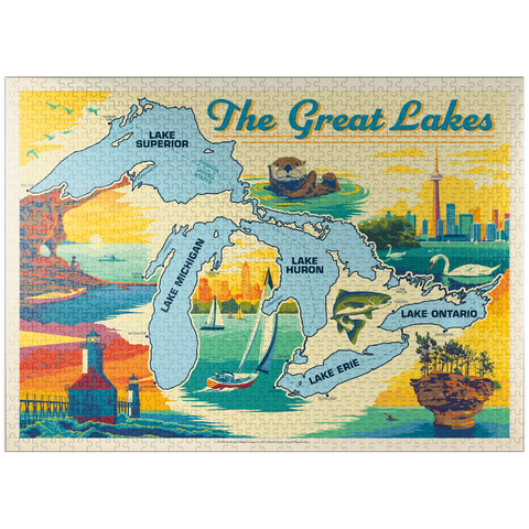 puzzleplate Great Lakes: Horizontal Map 1000 Jigsaw Puzzle