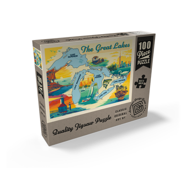 Great Lakes: Horizontal Map 100 Jigsaw Puzzle box view2