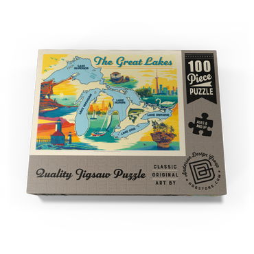 Great Lakes: Horizontal Map 100 Jigsaw Puzzle box view3