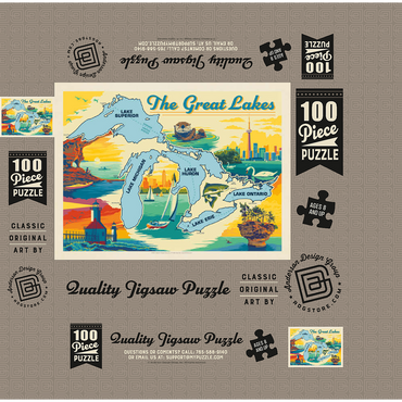 Great Lakes: Horizontal Map 100 Jigsaw Puzzle box 3D Modell