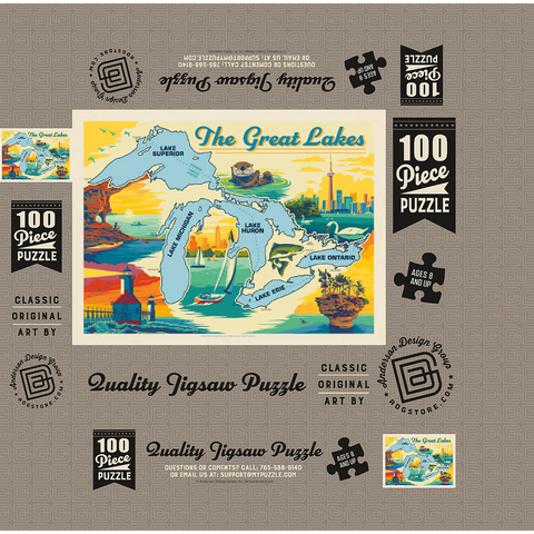 Great Lakes: Horizontal Map 100 Jigsaw Puzzle box 3D Modell