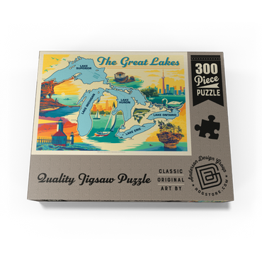The Great Lakes Illustrated Map and Landmarks 300 Jigsaw Puzzle box view3