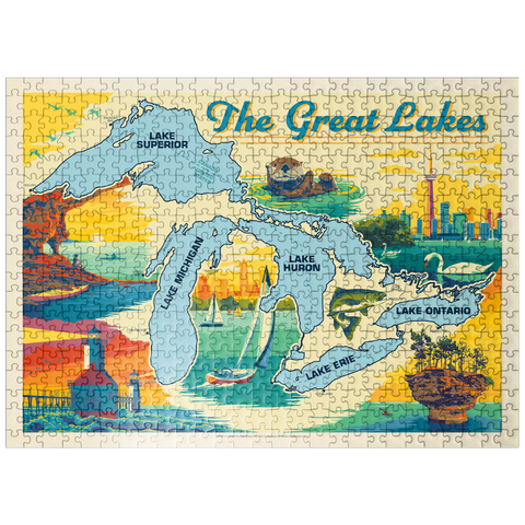 puzzleplate Great Lakes: Horizontal Map 500 Jigsaw Puzzle
