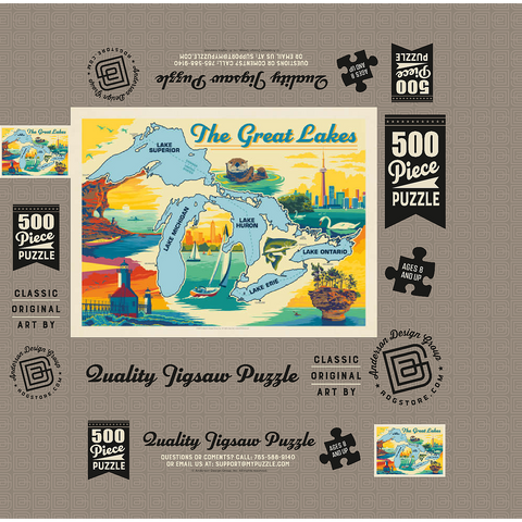 Great Lakes: Horizontal Map 500 Jigsaw Puzzle box 3D Modell