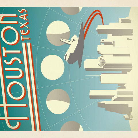 Houston: Space City, Vintage Poster 100 Jigsaw Puzzle 3D Modell