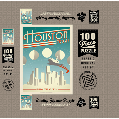 Houston: Space City, Vintage Poster 100 Jigsaw Puzzle box 3D Modell