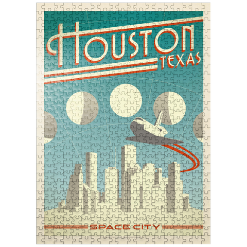 puzzleplate Houston: Space City, Vintage Poster 500 Jigsaw Puzzle