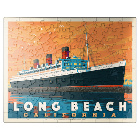puzzleplate Long Beach, CA: Queen Mary, Vintage Poster 100 Jigsaw Puzzle