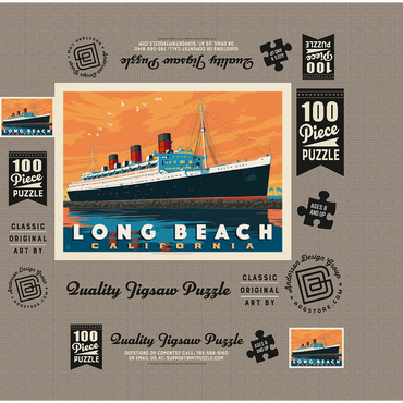 Long Beach, CA: Queen Mary, Vintage Poster 100 Jigsaw Puzzle box 3D Modell
