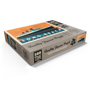 Long Beach, CA: Queen Mary, Vintage Poster 500 Jigsaw Puzzle box view1