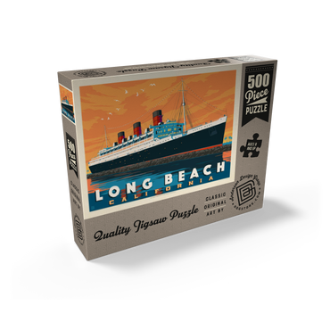 Long Beach, CA: Queen Mary, Vintage Poster 500 Jigsaw Puzzle box view2