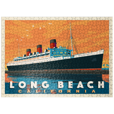 puzzleplate Long Beach, CA: Queen Mary, Vintage Poster 500 Jigsaw Puzzle
