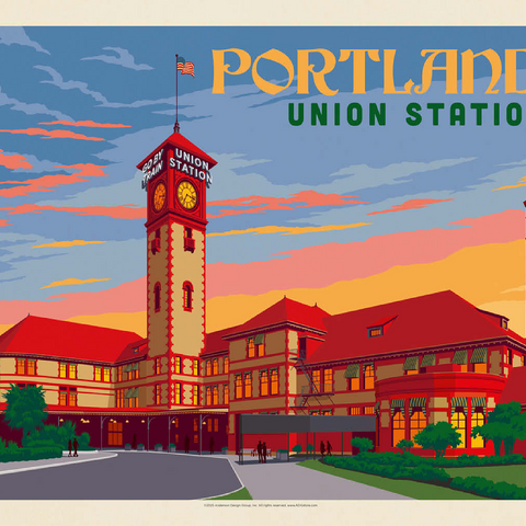 Portland, Oregon: Union Station, Vintage Poster 100 Jigsaw Puzzle 3D Modell