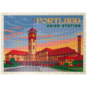 puzzleplate Portland, Oregon: Union Station, Vintage Poster 500 Jigsaw Puzzle