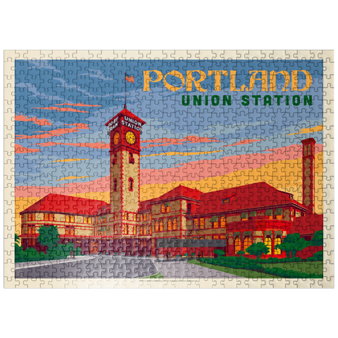 puzzleplate Portland, Oregon: Union Station, Vintage Poster 500 Jigsaw Puzzle