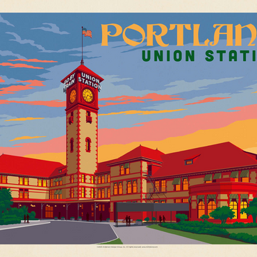 Portland, Oregon: Union Station, Vintage Poster 500 Jigsaw Puzzle 3D Modell