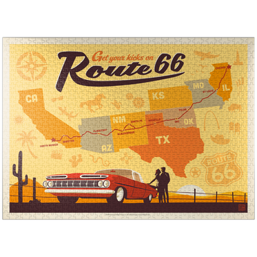puzzleplate Route 66 Map, Vintage Poster 1000 Jigsaw Puzzle