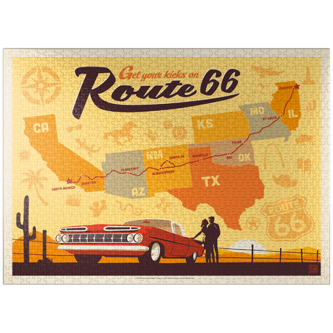 puzzleplate Route 66 Map, Vintage Poster 1000 Jigsaw Puzzle