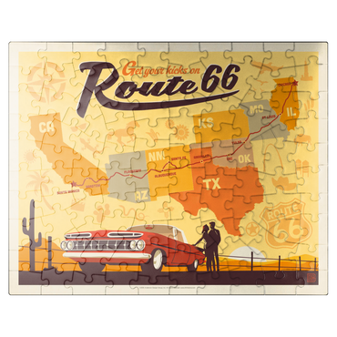 puzzleplate Route 66 Map, Vintage Poster 100 Jigsaw Puzzle