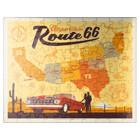 puzzleplate Route 66 Map, Vintage Poster 100 Jigsaw Puzzle