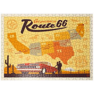 puzzleplate Route 66 Map, Vintage Poster 500 Jigsaw Puzzle