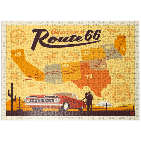 puzzleplate Route 66 Map, Vintage Poster 500 Jigsaw Puzzle