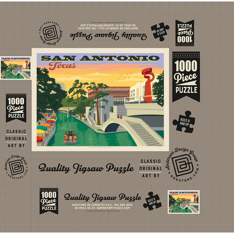 San Antonio, TX: River Walk (Horizontal) 1000 Jigsaw Puzzle box 3D Modell
