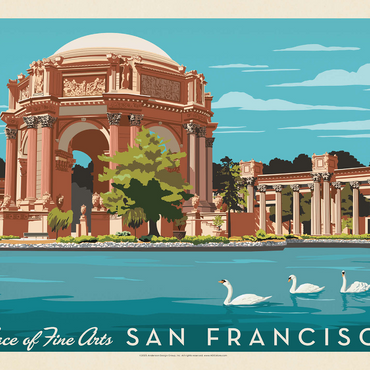 San Francisco: Palace of Fine Arts, Vintage Poster 1000 Jigsaw Puzzle 3D Modell