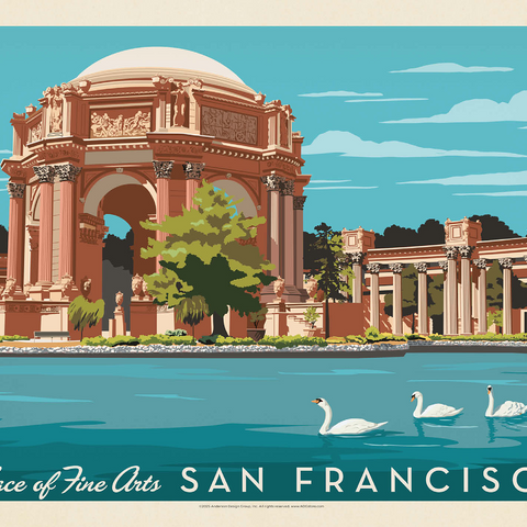 San Francisco: Palace of Fine Arts, Vintage Poster 1000 Jigsaw Puzzle 3D Modell