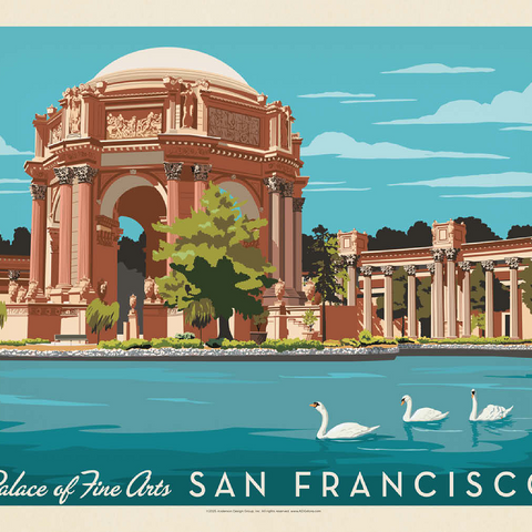 San Francisco: Palace of Fine Arts, Vintage Poster 100 Jigsaw Puzzle 3D Modell