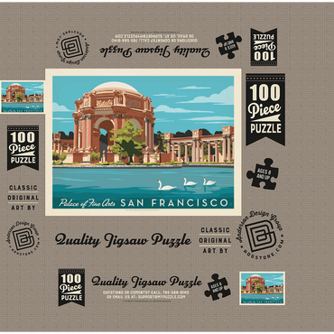 San Francisco: Palace of Fine Arts, Vintage Poster 100 Jigsaw Puzzle box 3D Modell