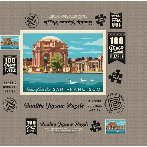 San Francisco: Palace of Fine Arts, Vintage Poster 100 Jigsaw Puzzle box 3D Modell