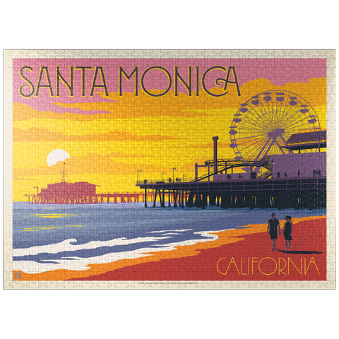 puzzleplate Santa Monica Pier: Sunset, Vintage Poster 1000 Jigsaw Puzzle